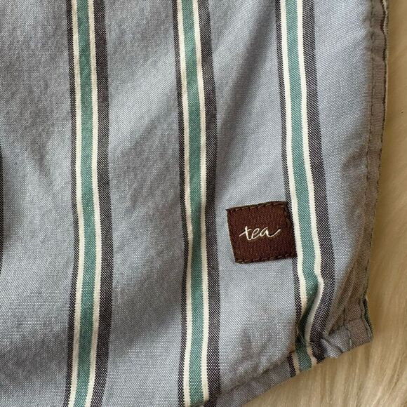 Tea Collection Dusty Blue Striped Woven Shirt Size 6-9 Months - Picture 5 of 8